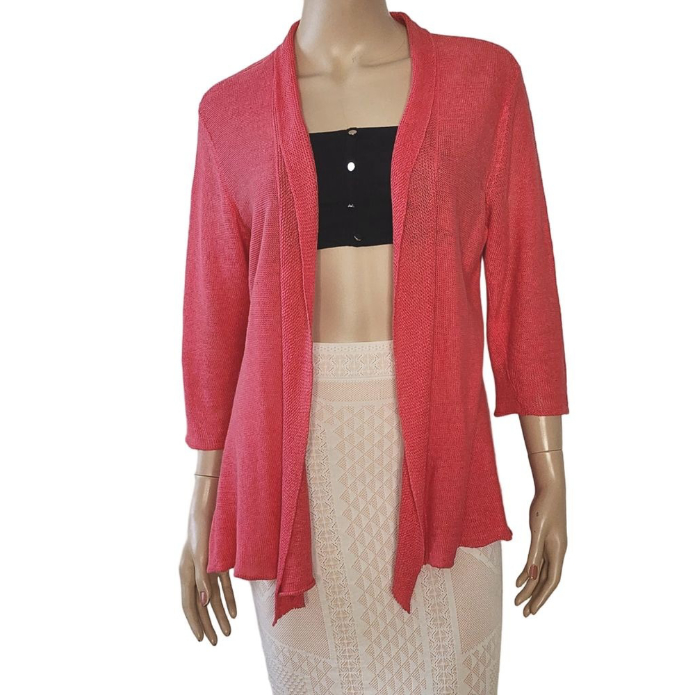 EILEEN FISHER Pink Linen Open Front Cardigan‎ M